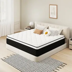 Mattress with Lumbar Support,Queen Size Mattress Full Size Mattress - Medium Firm Hybrid for Couples & Motion Isolation,Memory Foam Hybrid Mattress with Individually Pocketed,Glass fiber material promotes restful sleep & keeps you cool.