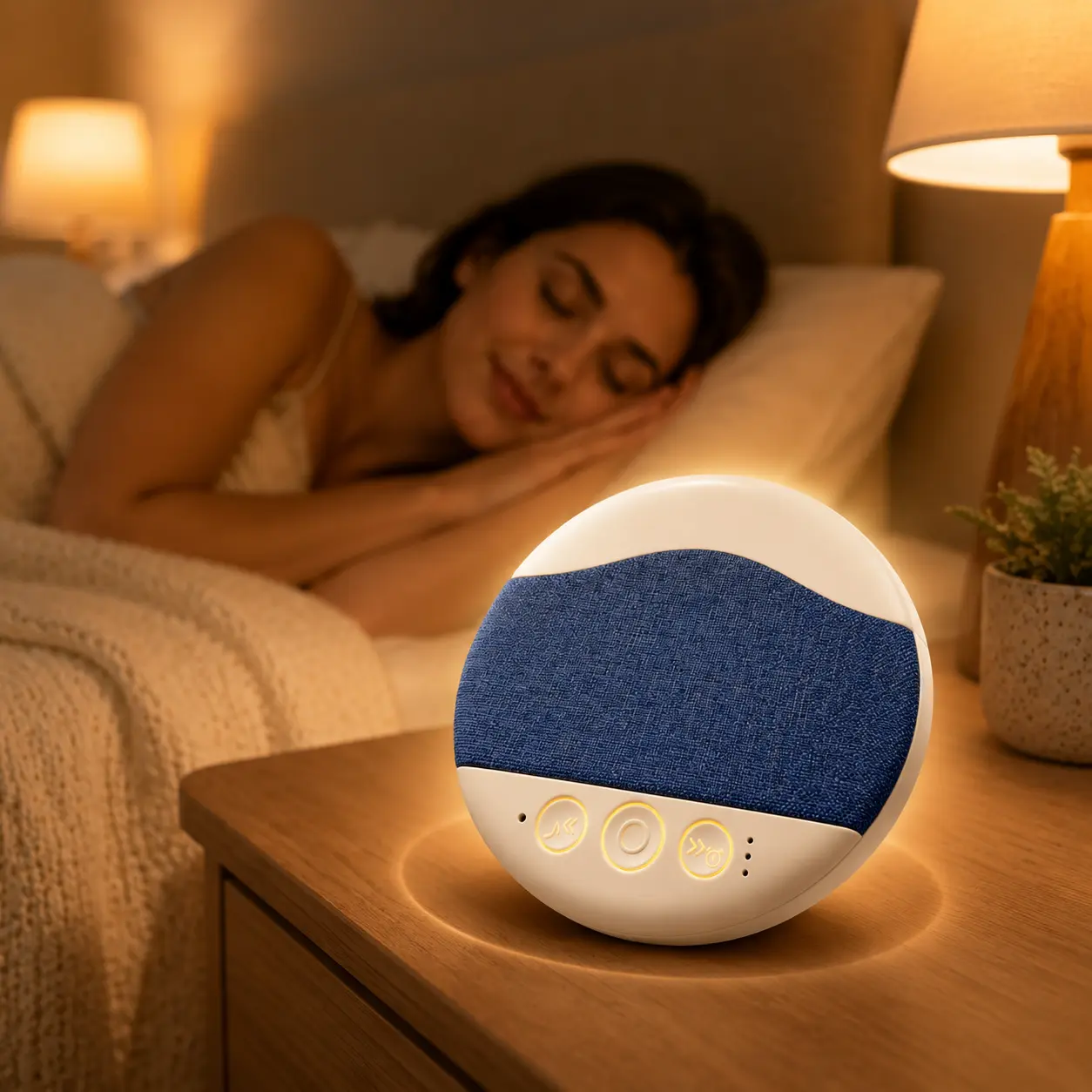 ZIZI SAUCE New White Noise Bluetooth Speaker Soft Warm Night Light Built-in Natural Sleep Sounds Timed Shutdown Fabric Portable Sleep Aid Speaker for Insomnia Adults Kids Travel Soft Fabric White Noise Sleep Speaker with Ambient Night Light
