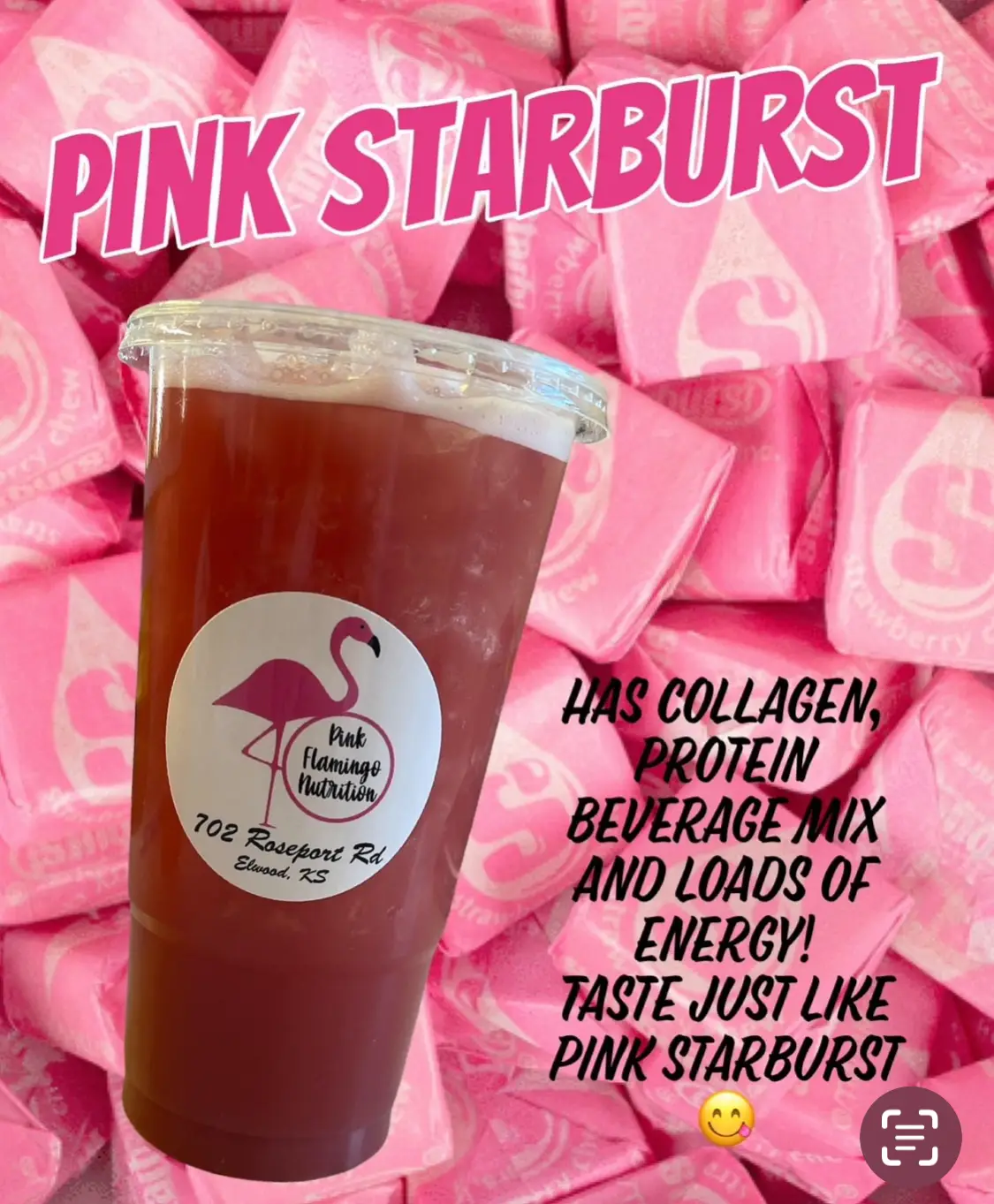 Pink Starburst Loaded Tea - 298mg Caffeine, Less than 1 Carb, 20 Calories, Includes Collagen & Protein - Beverage
