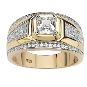 Men's Square White Diamond Ring Jewelry For Daily Wear