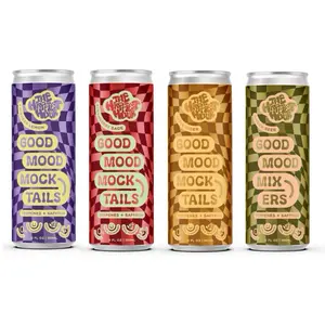 Good Mood Mocktails & Mixer - Strawberry Sage, Lavender Lemon, Ginger Beer & Apple Cider - Clean 13oz Carbonated Cans, No Preservatives
