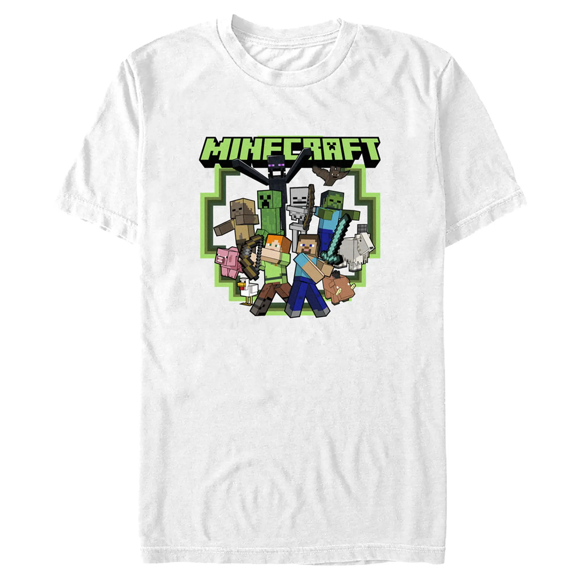 Men's Minecraft Steve and Alex Group Shot T-Shirt