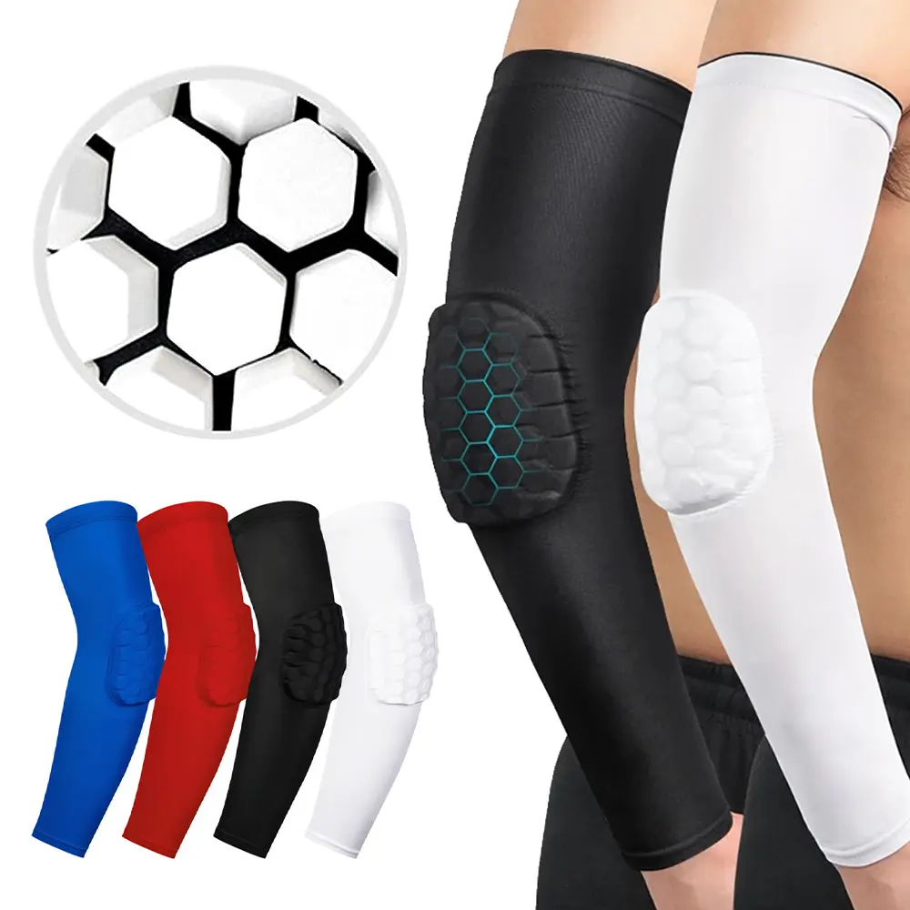 Elbow Pads with Padded Compression Shield, Elbow Guard, Basketball Shooter Sleeves, Basketball Accessory, Protective Sleeves, Arm Cuffs, Sports Arm Sleeve, Collision Avoidance Hex Pad for Volleyball Football Baseball Cycling, Sports Protective Gear