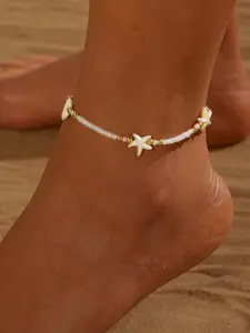 Bohemian Starfish Pearl Beaded Anklet, Boho Anklet, Perfect for Women Summer Beach Vacation Wear, Ideal Gift, Stylish and Elegant Accessory