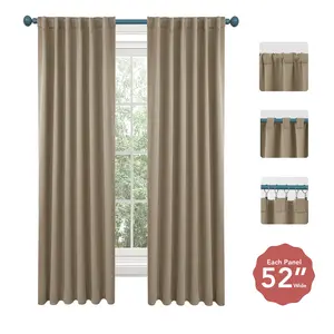 Deconovo 52W Plain Curtains 2 Panels Back Tab and Rod Pocket Thermal Insulated Room Darkening