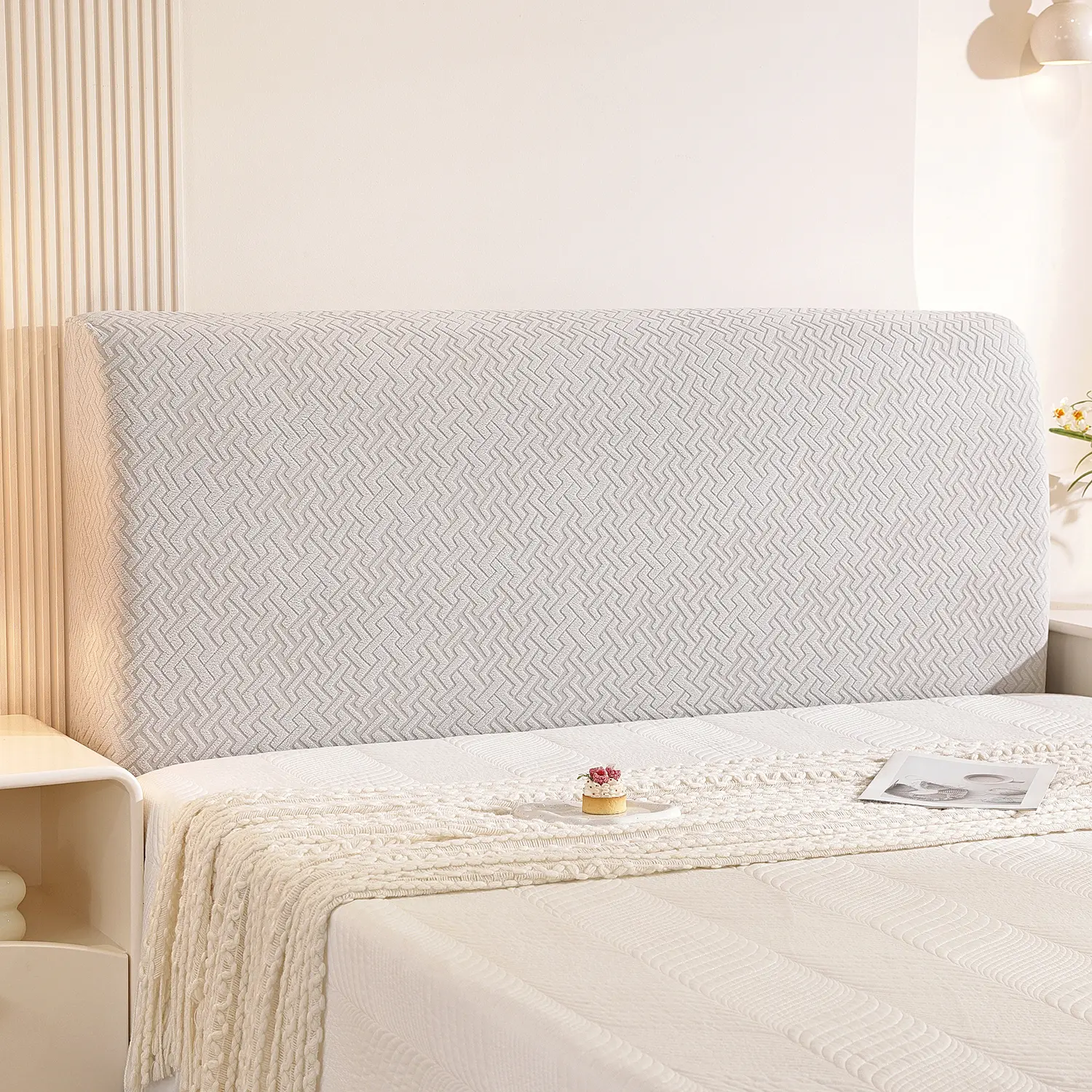 1pc Modern Stretch Jacquard Bed Headboard Cover - Durable, Elastic, Soft, Full-Length, Pet-Friendly, Dust-Proof, Easy-to-Clean Furniture Protector with Multiple Color Options for Bedrooms Textiles & Soft Furnishings Bedding Linens, Jacquard Fabric, Easy T