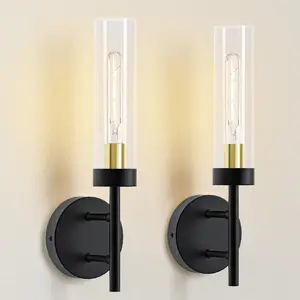 2PCS Glass Farmhouse Wall Lamp, Modern Bathroom Vanity Sconces Wall Lighting