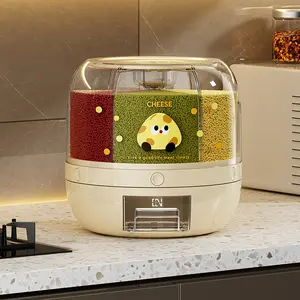 UFORU Rotary food dispenser - 6 independent compartments - One-click output - Large capacity nut storage and distribution unit - Suitable for grains, candies, nuts, snacks or pet food - Convenient sealed moisture-proof storage container