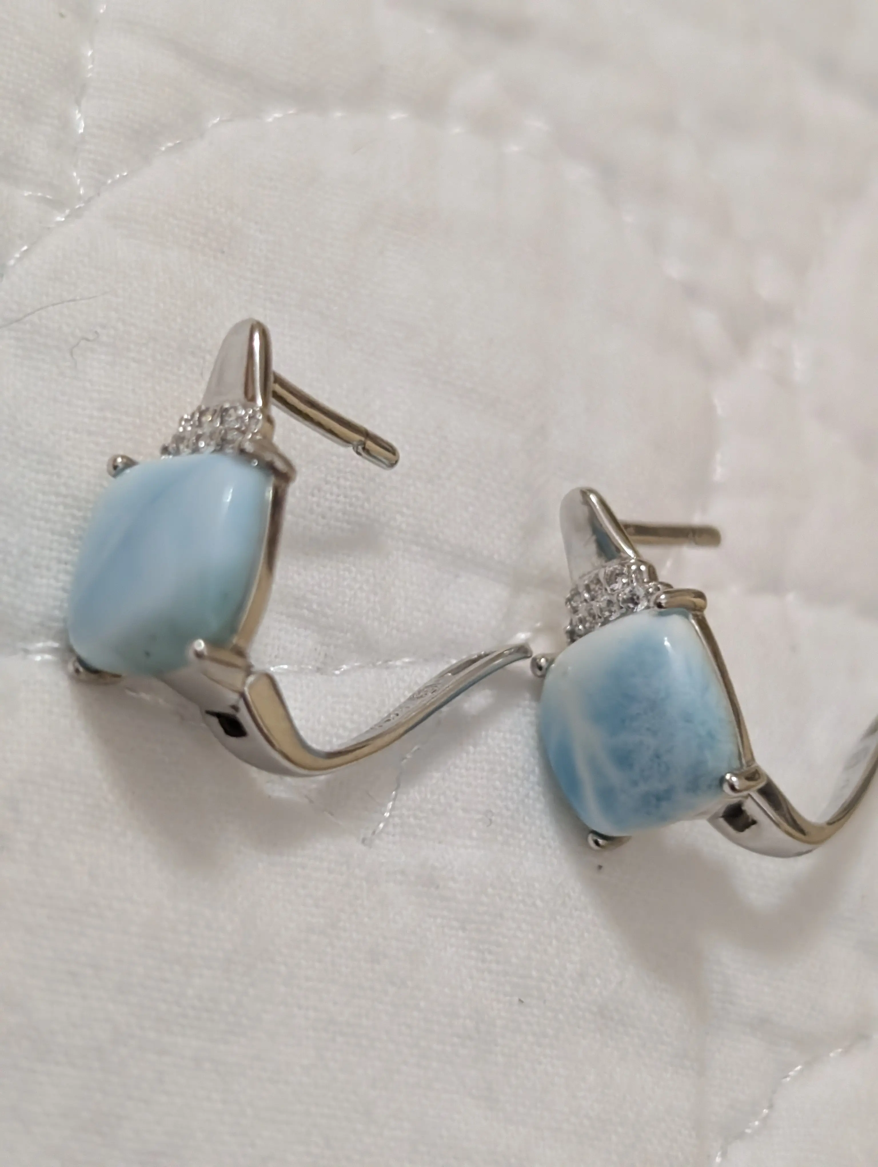 Sterling silver Dominican Larimar earrings