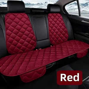 Universal Fit Plush Car Seat Cushion with Storage Pocket - Non-Slip Rubber Bottom, Soft Rectangular Seat Protector for Trucks, Cars, SUVs, Home & Office Chairs - Lightweight, All-Season Comfort