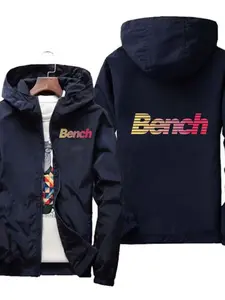 Hooded Windbreaker, Gradient Color Logo Design, Slim Fit Style, Ideal for Streetwear Lovers & Casual Wear