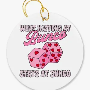 Funny Bunco Dice Game Ceramic Ornament - 3-in-1 Blurred Matte Ceramics Piece with Eclectic Look, Festive Christmas Decor for Women