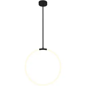 CWI Lighting Hoops LED 5 inch Black Chandelier Ceiling Light 1273P24-1-101