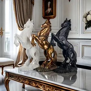 1pc Elegant Resin Horse Statue, 12"x5.51"x3.14", Black & Copper\White Color Options - Classic Style for Home, Office, Cafe, Bar Decor| Ideal for Bookshelf, Living Room Display