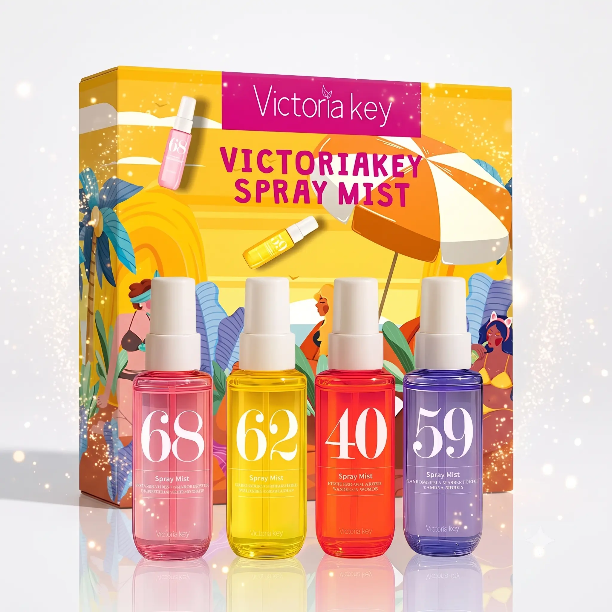 Victoria Key Spray Mist Set 4pcs - Long Lasting Fragrance Collection, Travel Size Mini Perfume Spray Gift for Women Summer