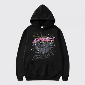 Spider Web Graphic Hoodie with Rhinestone Letter Print Casual Pullover Hooded Top for Men Women Y2K Style Streetwear Hoodie Mother's Day and Father's Day Gifts