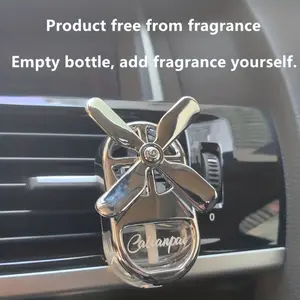 Car Perfume Diffuser Empty Bottle, DIY Scentable Air Vent Fan Rotating Car Fragrance Container, Car Perfume Clip, No Essential Oil Liquid Included