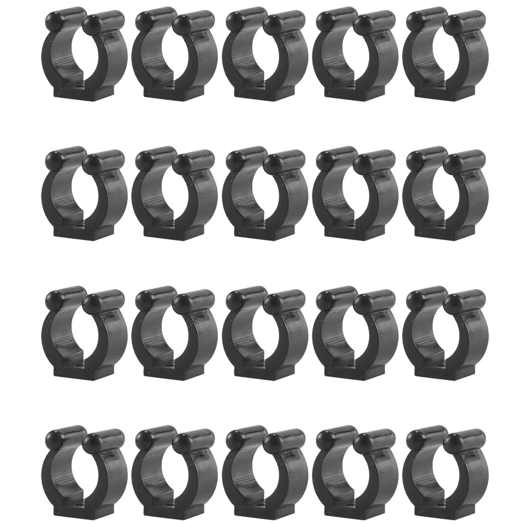 Fishing Rod Holder Clips, 20 Pack of Black ABS Plastic Pole Mounts with Secure Grip for Storage Racks, 16mm, Easily Mounted With 2 Screws, 16Mm Inside Diameter, Pole Storage, 20 Pcs, 28 * 23.5 * 14Mm