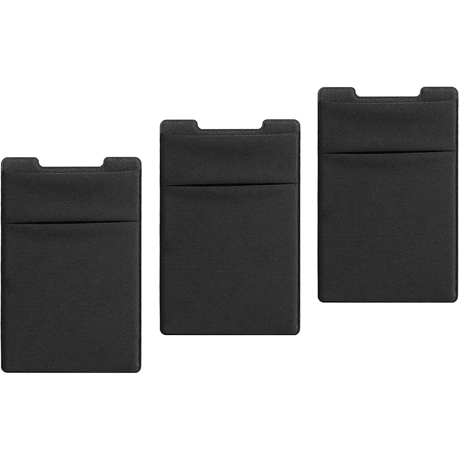 Phone Credit Card Holder Adhesive Wallet Compatible w/ iPhone 15 Pro/15 Pro Max, 14/14 Plus, 13/13 Mini - Stick On ID Pocket (Black, Pack of 3)