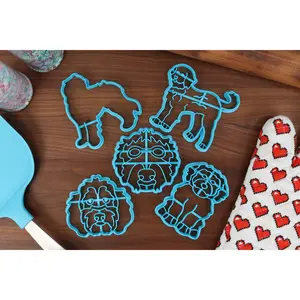 Goldendoodle Dog Cookie Cutters - Detailed Goldendoodle, Goggles Goldendoodle, Goldendoodle Face, Doodle Outline, Goldendoodle Sitting