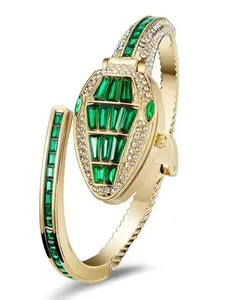 Women's Silver Color Snake Bracelet Watch, Diamond Fashion Quartz Wristwatch, Elegant Fashion Watch, Casual Style, All Seasons, Creative Design Jewelry Gift