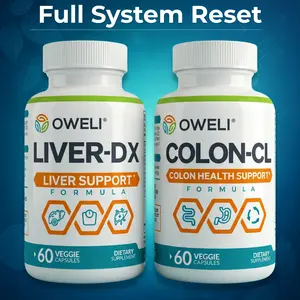 Oweli Full System Reset Protocol - Liver Detox + Colon Cleanse with Milk Thistle, Artichoke & Cascara Sagrada for Gut Health & Liver Health (30-Day System)