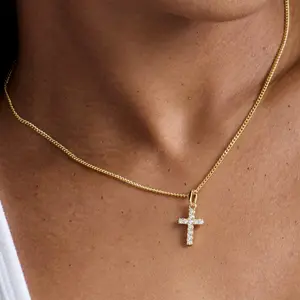 EVRY JEWELS Gold or Silver Plated Stainless Steel Women's Hypoallergenic Cross Necklaces