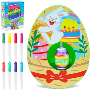 Easter Egg Spinner Decorating Kit with 8 Non-Toxic Eggs & 8 Markers for Kids Craft Activities Fun Holiday Coloring Set for Easter Halloween Christmas Birthday Gifts Decorations Basket