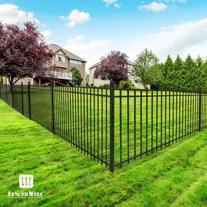 Fencer Wire Heavy Duty 100FT Fence Barrier Kit, 4FT Height X 8FT Width Panels, Anti-Rust Metal Steel Fence, Gate, Posts, Connectors, 2” Diameter Outdoor Fencing for Yard, Pool, Patio, Flat Top/Pinnacle