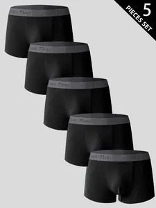 5 Packs Men's Underwear, Comfortable Soft Breathable Boxer Briefs, Ideal for Daily Wear, Lightweight & Moisture-Wicking Design