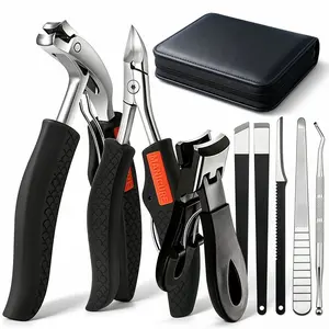 8-Piece Elderly Thick Toenail Clipper Set, Stainless Steel Toe Nail Clippers for Adults, Large Toenail Trimmer with Storage Bag, Nail Tools, Manicure, Pedicure Supplies, Nail Care, Nail Trimming