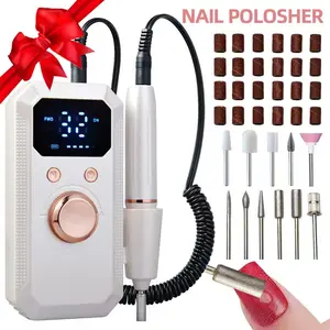 Electric Rechargeable Nail Drill Kit, Professional Manicure Pedicure Set with Multiple Grinding Heads, LED Display, 32 Speed Levels, Gel Nails, Home Salon Use