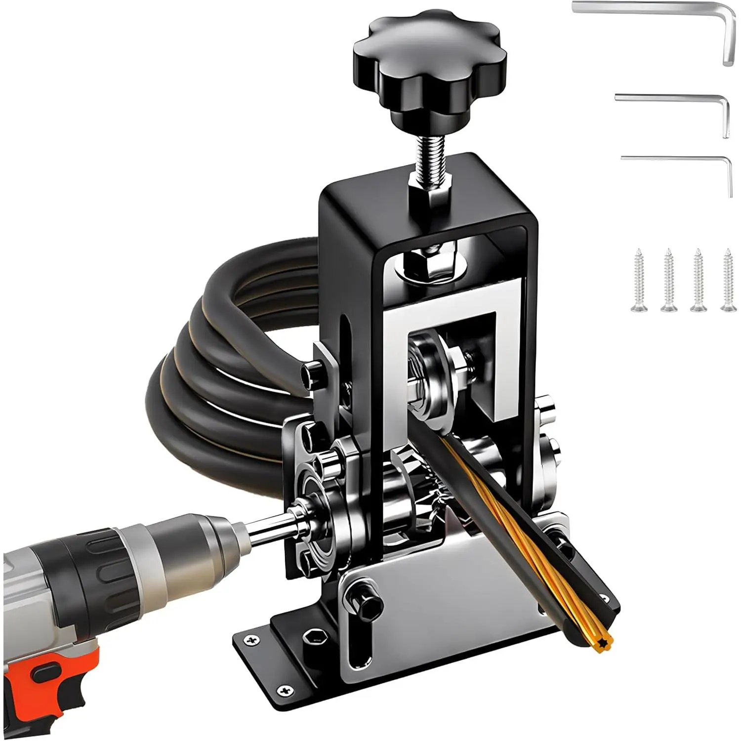 Manual Wire Stripping Machine Wire Stripping Copper Wire Stripper Drill Portable Wire Stripper Electric Wire Stripping Tool for 0.04"-1" Scrap Copper Recycling, Cutting, Hand Tools