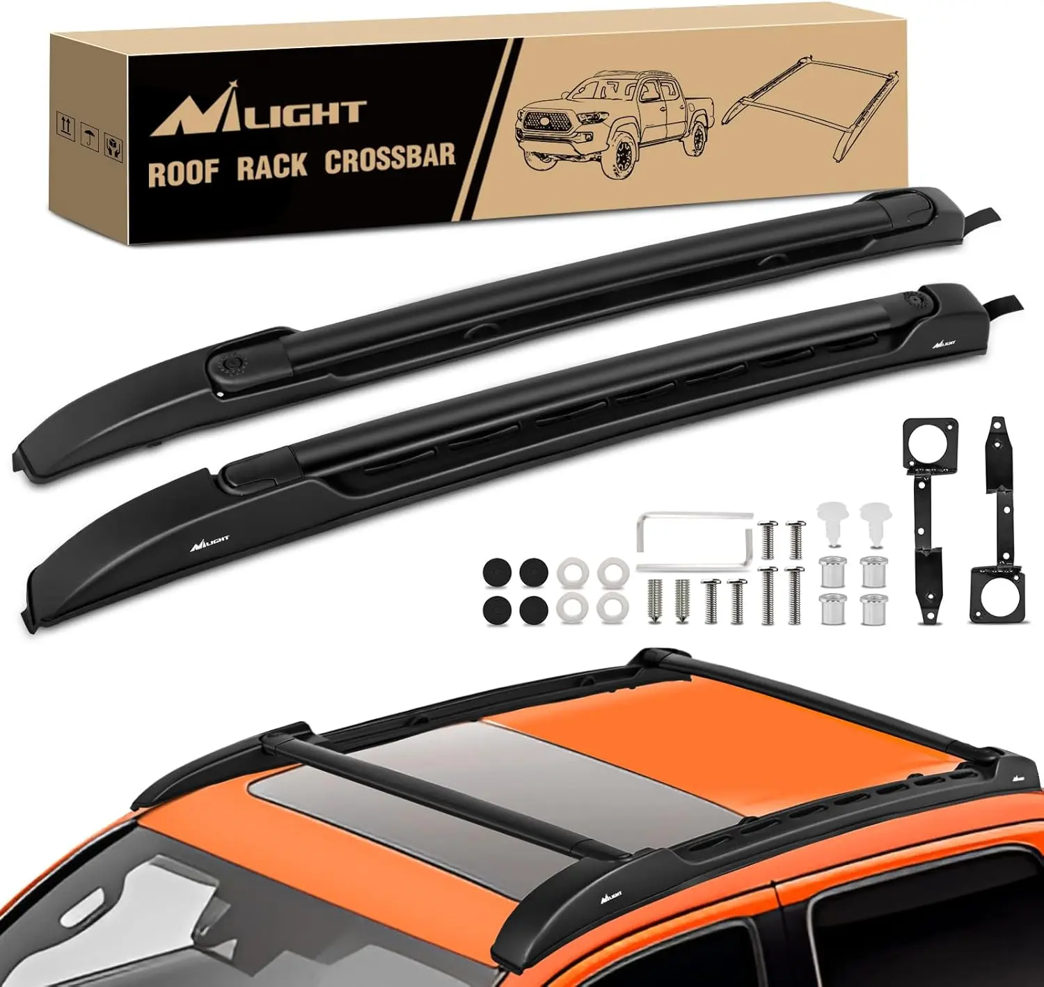 Nilight Aluminum Roof Rack Cross Bars, Car Accessory Fit for Toyota Tacoma Double Cab 2005-2023, Bike Kayak Holder for Cargo Carrier Luggage Tent Snowboard Adjustable Roof Rack Adjustable Truck Rack