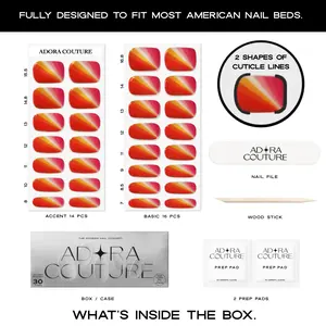 Semi Cured Gel Nail Strips | 30pcs Pink Magenta Wrap Gel Nail Sticker | Gel Stickers for Nails UV Light Required (Viva Magenta)