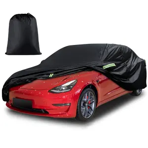 Custom Fit for Model 3 Car Cover 2017-2025 Waterproof Rain Snow UV All Weather Protection Full Exterior Cover with Charging Port Ventilated Mesh Door Zipper