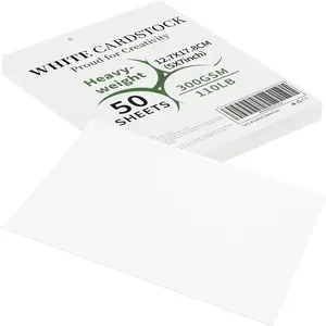50 Sheets White Cards Blank - 5''x7'' White Card Stock 300gsm/110lb Thick Paper Cardstock, Heavy CardStock Blank for Wedding Invitations, Index Cards, Greeting, Note - PAP07300050