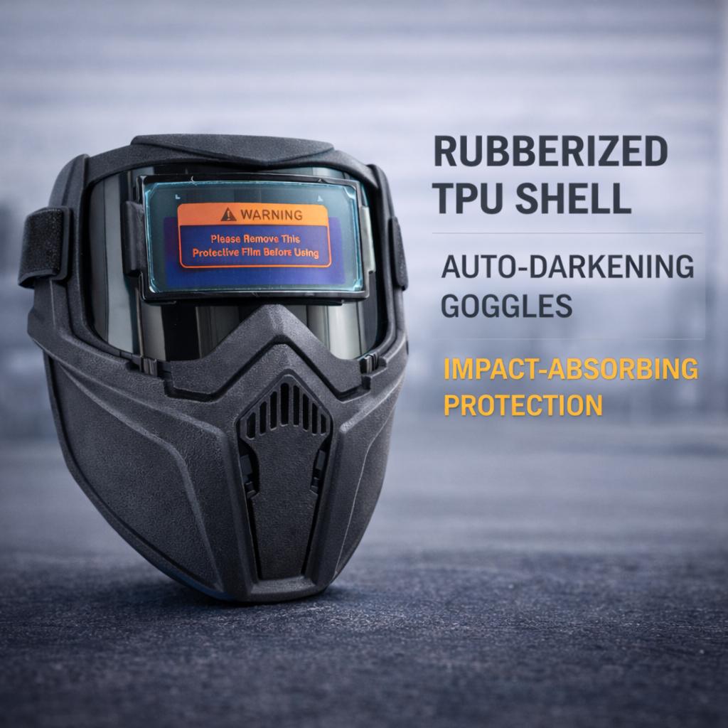 Auto Darkening Welding Helmet with LED Light – Solar Powered Welding Hood, Shade 4/9-13 Adjustable for TIG MIG ARC, Vented Hard Hat Design for Plasma Cutting & Industrial Work