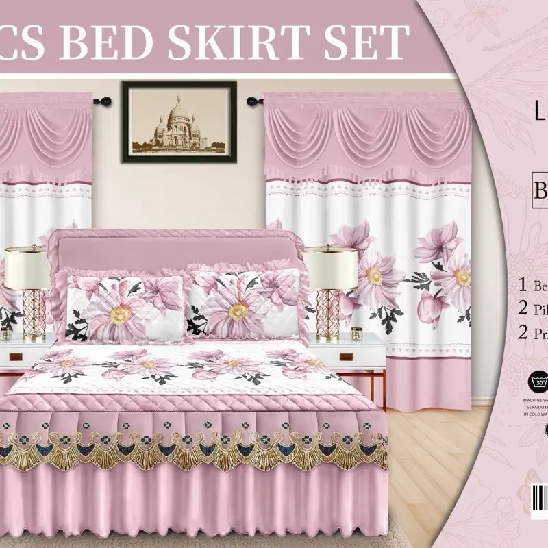 5-Piece Lace Bedspread and Curtain Set