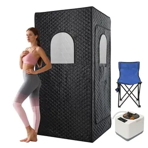 Portable Foldable Steam Sauna Tent – 1200W Home Steam Sauna Kit with 3L Steamer, Remote Control & Blue Chair Included | Compact Design for Personal Use