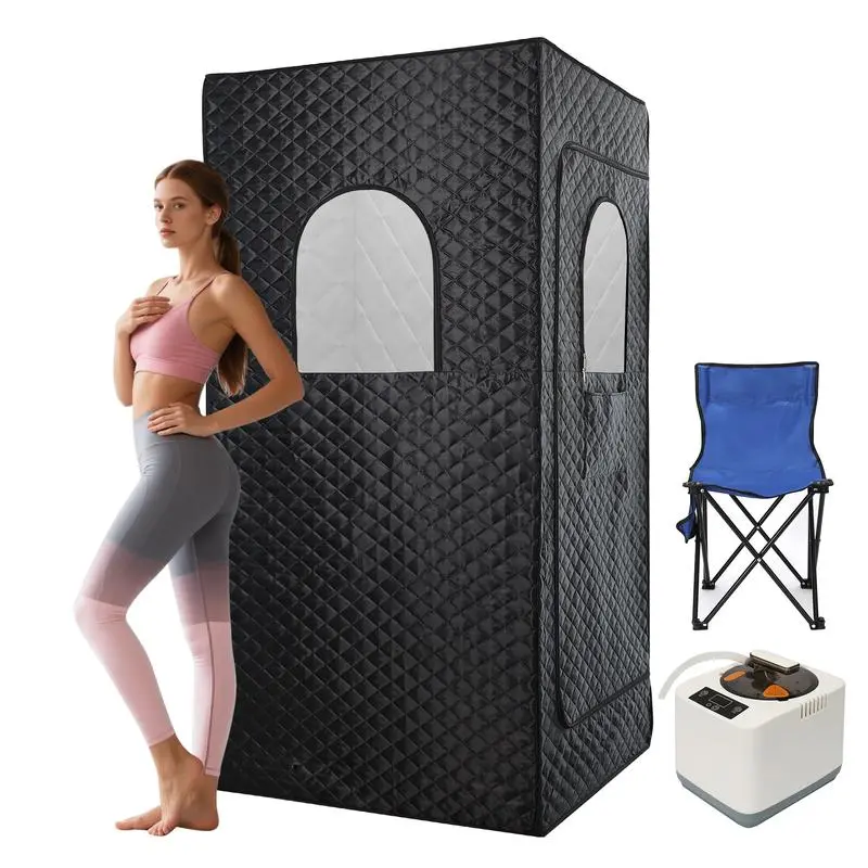 Portable Foldable Steam Sauna Tent – 1200W Home Steam Sauna Kit with 3L Steamer, Remote Control & Blue Chair Included | Compact Design for Personal Use