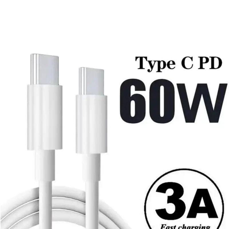 60W USB-C to USB-C Fast Charging Cable 3A Power Delivery Type C Cord