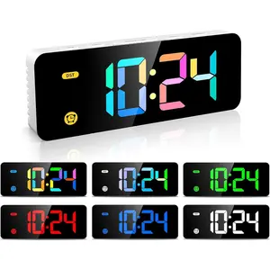 Clock for  -Digital Clock with 7 Color, 4 Dimmable Backlight & 3 Adjustable Volumes, 12/24 Hour, Snooze, Small Clocks for Classroom Bedroom
