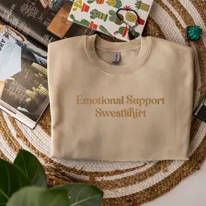 Emotional Support Embroidered Sweatshirt Pullover Athletic Classic
