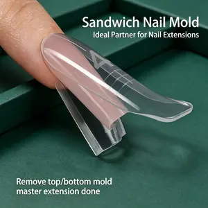 240Pcs Dual Nail Forms - Upgraded Sandwich Design, 15 Sizes, Anti-Sagging, Easy to Use, Create Salon-Grade Nail Extensions at Home, Ideal for Stiletto, Almond, Square Nails