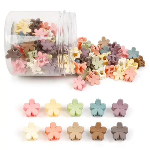 100 Colorful Mini Flower Hair Clips, Mini Claw Clips, Cute Clamp Hair Clips, Super Cute Clips, Hair Accessories, Hair Decor for Toddlers, Women, Girls and Teenagers, Hair Clip Set, Hairclips