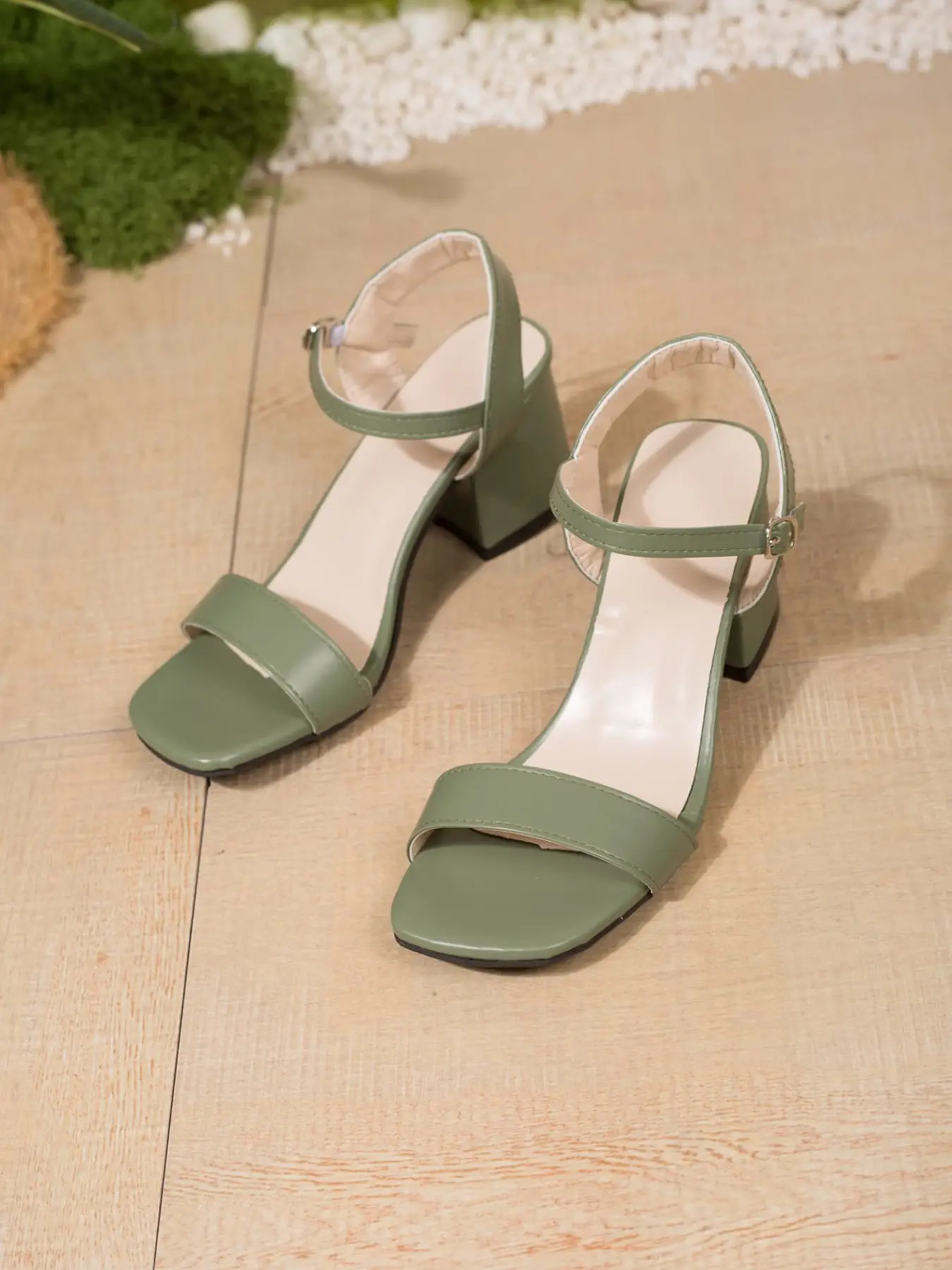 Women's Two-Strap Block Heel Sandals, Square Toe Ankle Buckle Heels, Professional Footwear for Corporate Settings & Formal Events, Polished Design to Elevate Workwear, Comfortable Mid Heels for Long Workdays