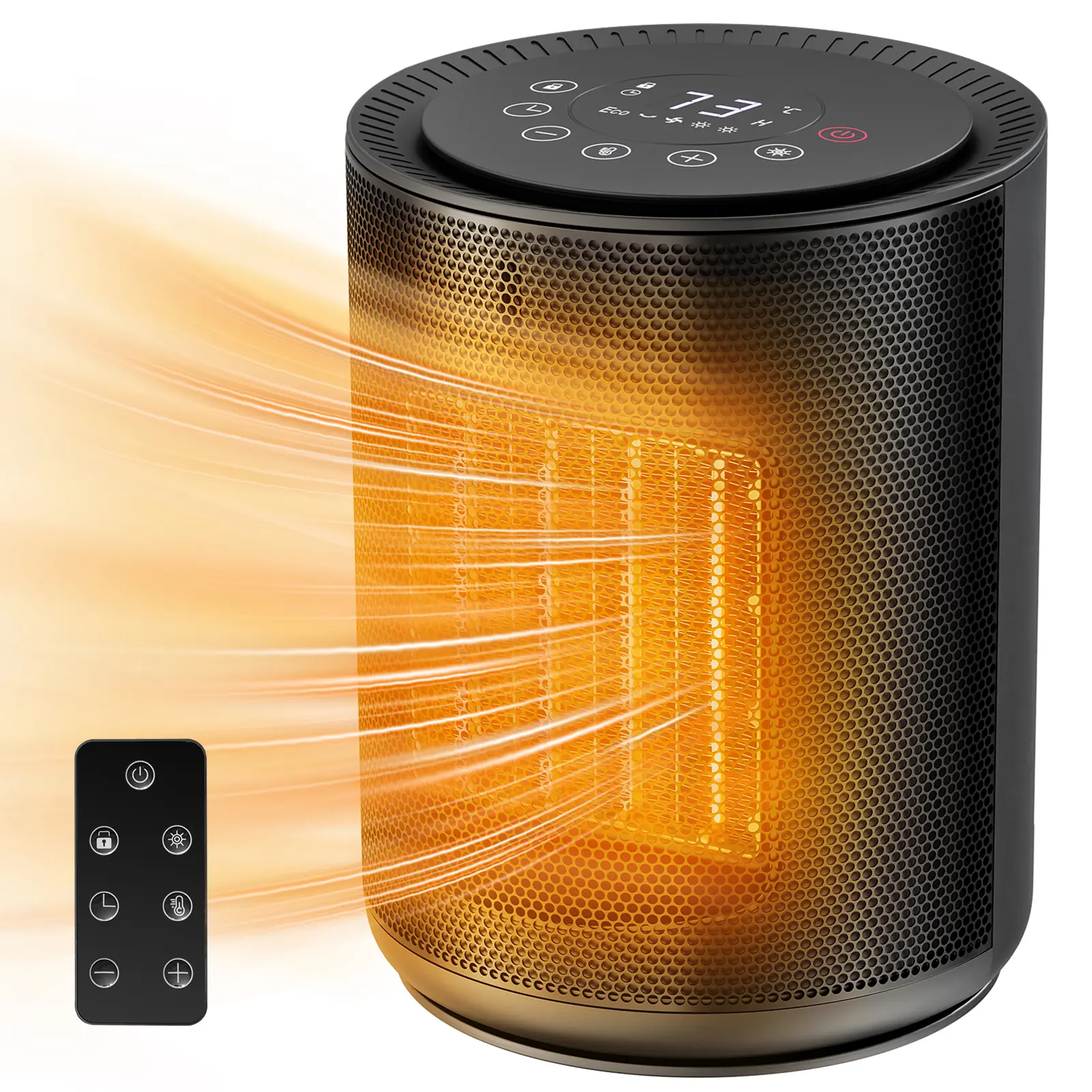 1500W PTC Portable Ceramic Space Heater with Fan, Multifunction Heater with Digital Thermostat, Remote (40-86°F), 24H Timer, 5 Modes, ECO Mode, Overheat & Tip-Over Protection, Fast Heating for Bedroom, Office