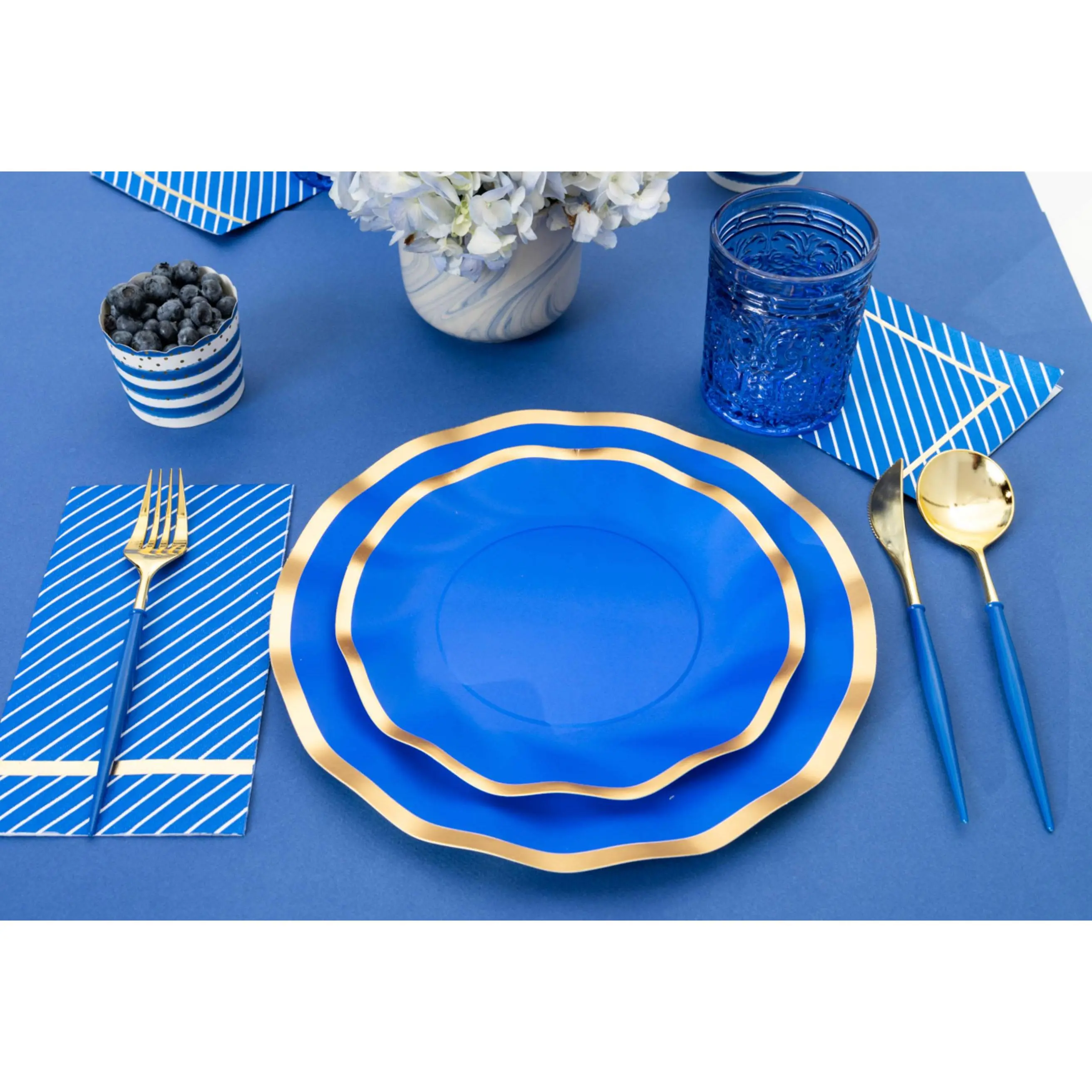 Wavy Salad Plate Royal Blue-8ct
