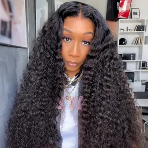 Vshow Water Wave Curly Human Hair Wigs Bleached Knots 7X5 Wear Go Glueless Human Hair Wigs Pre Cut HD Lace Wigs Beginners Friendly